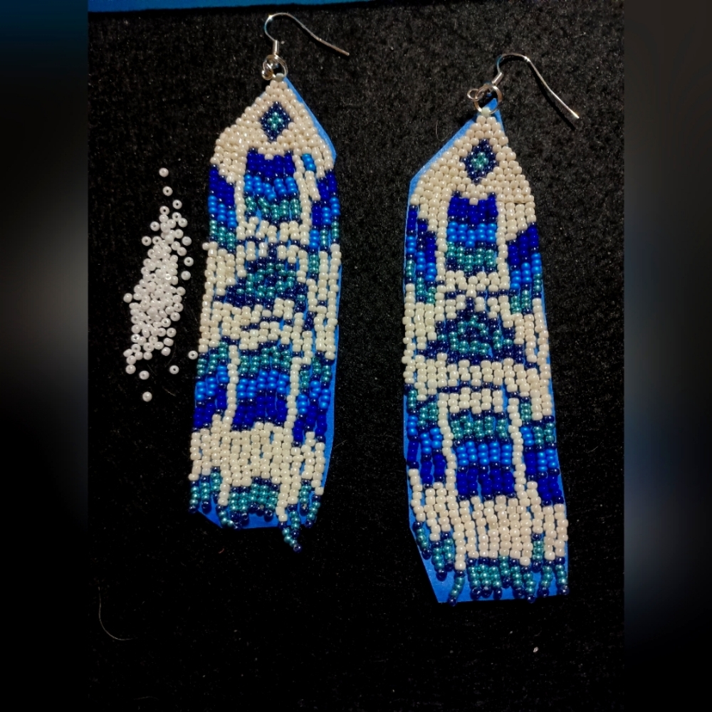 Hand crafted Native American style seed bead earrings